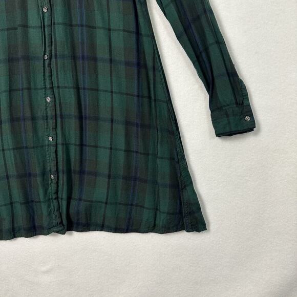 Old Navy Shirt Dress Womens Small Tall Green Plaid Preppy Grunge Country Skate - Picture 4 of 11